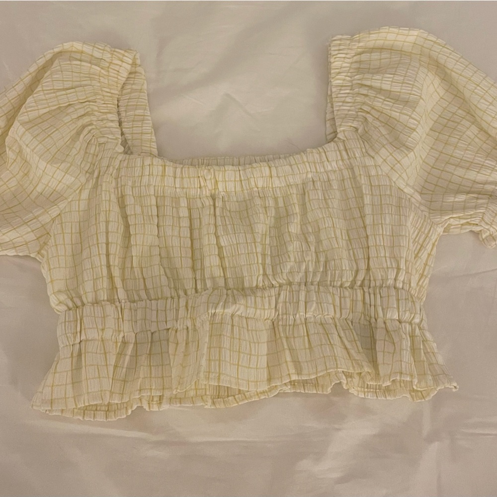 Yellow and White Checkered crop top.